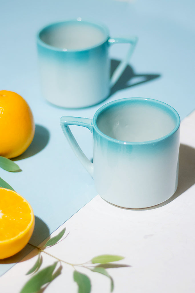 Azure Aqua Cafe Mug - Set of 2