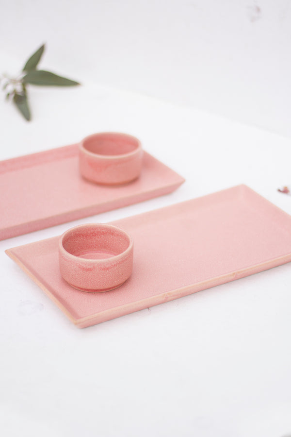 Cozy Coral Platter with Dip Bowl (Set of 2)